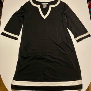 NWOT Vintage Maggy London Black Swing Dress with White Accents